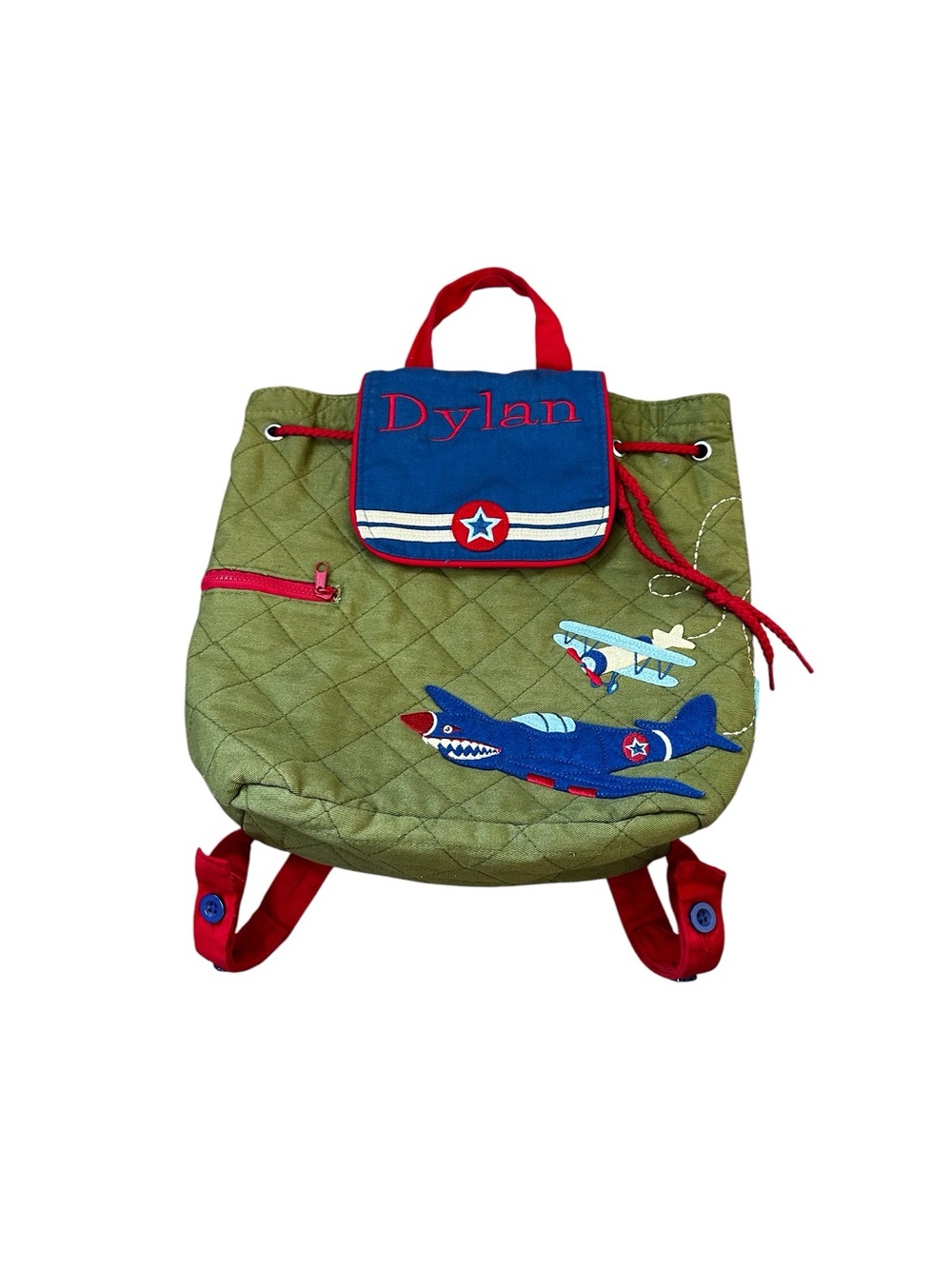 Stephen Joseph’s Backpack Airplane Appliqués Army Green Quilted Travel School